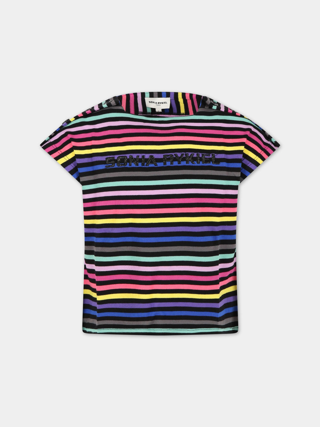 Multicolor t-shirt for girl with embroided logo